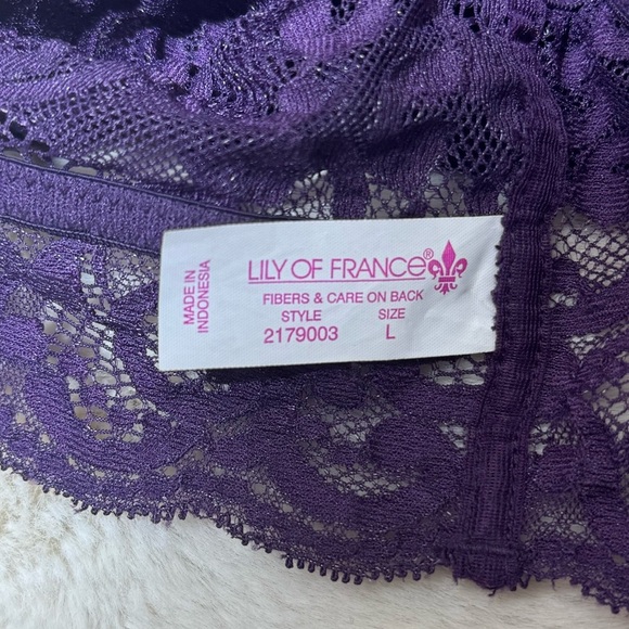 Lily of France purple sensational lace bralette in Size Large - Picture 6 of 10